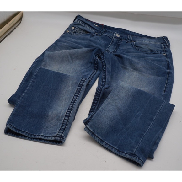 True Religion Jeans Mens 34x33 Geno Relaxed Slim Fit Dark Wash Stretch Denim - Picture 3 of 11